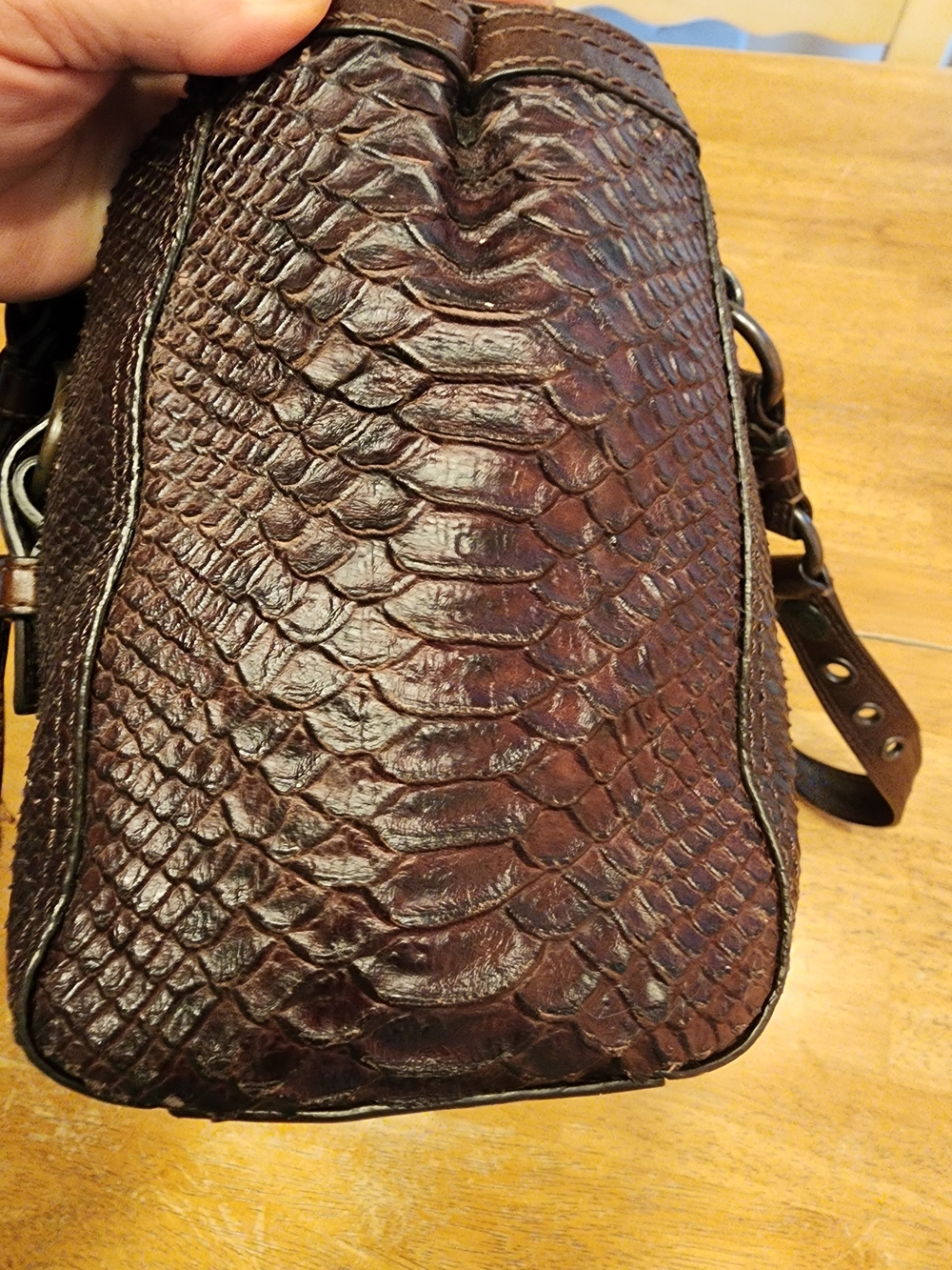 2007 limited edition Coach Chelsea Satchel featuring dark brown python-embossed - Picture 10 of 16